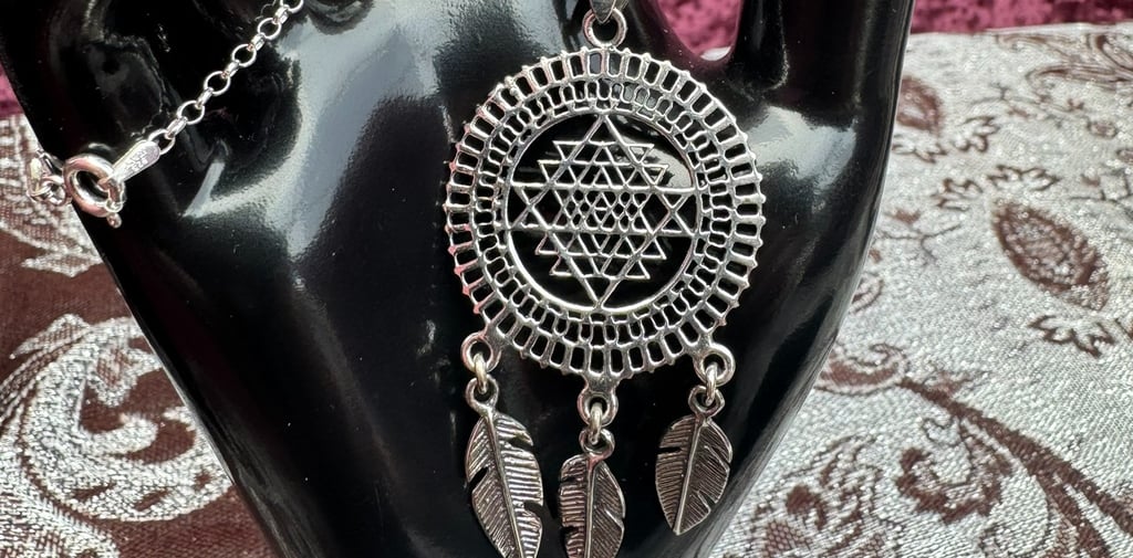 Silver Sri Yantra Dreamcatcher by Bhav Spiritual Jewelry