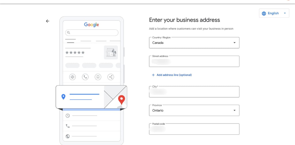 Google business profile setup enter business address