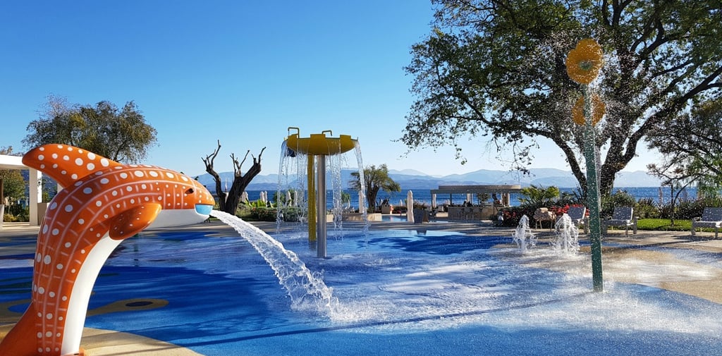 Ikos Dassia resort kids splash swimming pool with water fountains 