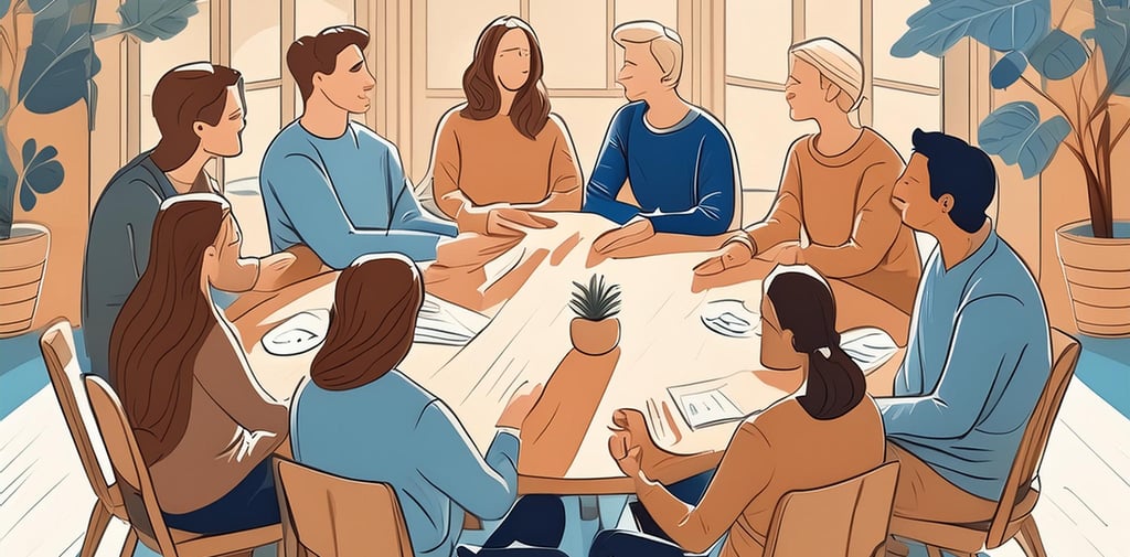 groupe de parole mixte avec 9 personnes