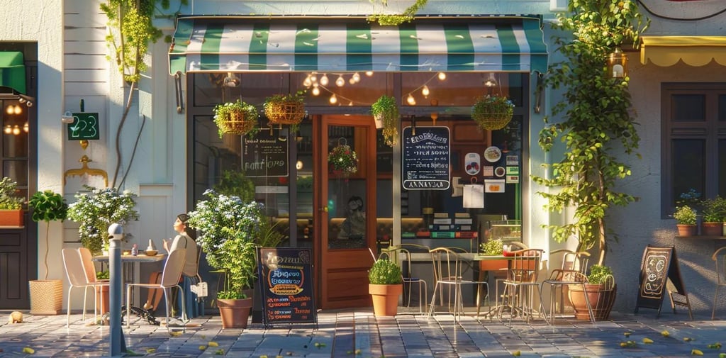 Local service business storefront with customers, emphasizing community engagement and visibility.