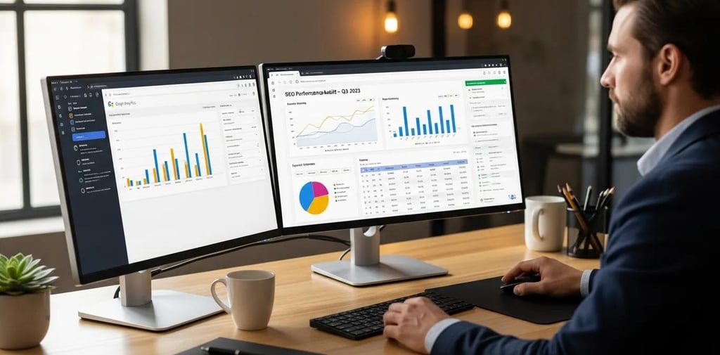 Professional analyzing SEO data for performance improvement