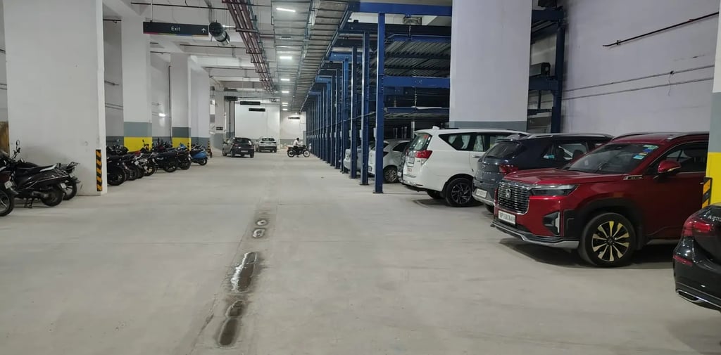 Parking facility at Aditya Ancora central 50 mall noida sector 50