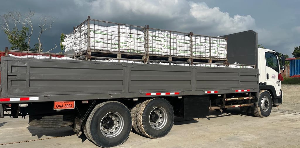 Camion plataforma lleva melaza de caña