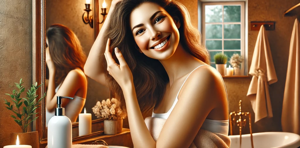 mulher usando condicionador