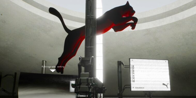 Puma Futrograde Image-a cat jumping over a pole 