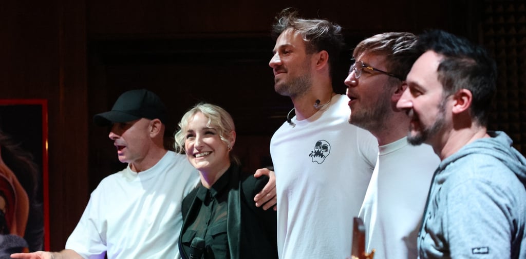 Jozef Bobula and his bandmates after a concert in Slovakia