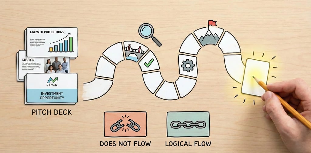 Comparison of disjointed slides versus logical narrative flow