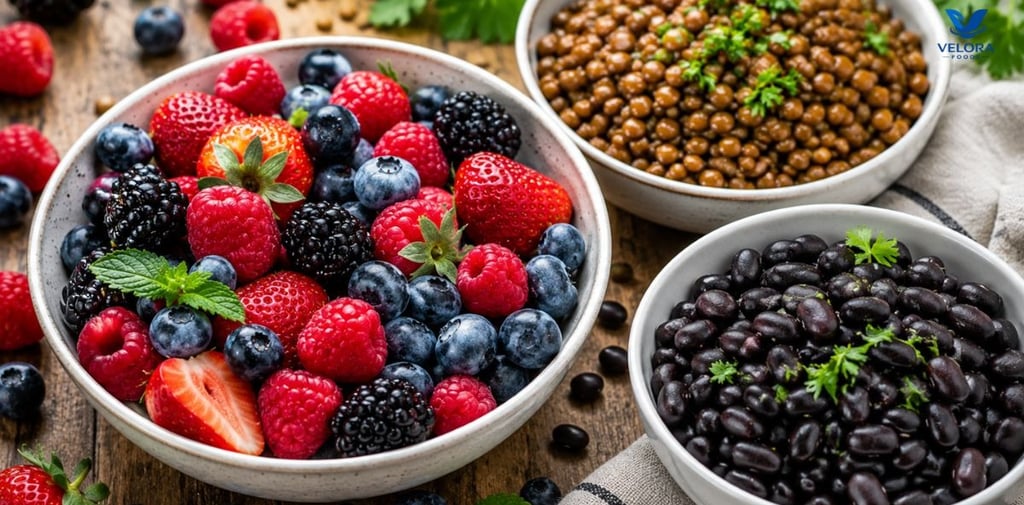 Healthy weight loss with fiber-rich berries, beans and lentils.
