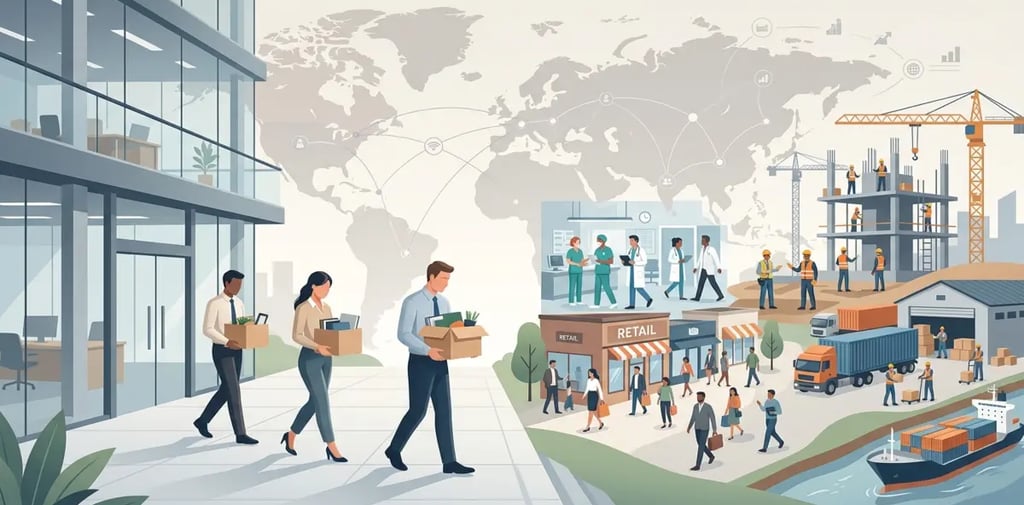Illustration of layoffs and low global unemployment