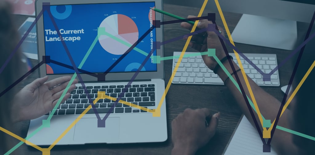 A graph overlayed on an image of laptop to symbolise AI ecommerce