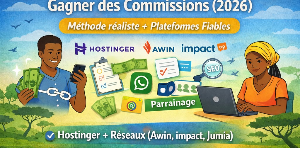 Affiliation en Afrique 2026  gagner des commissions avec Hostinger, Awin, Impact, SEO et WhatsApp