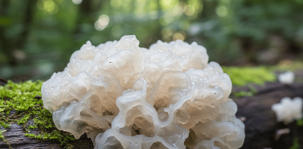 a mushroom like mushroom growing on a log