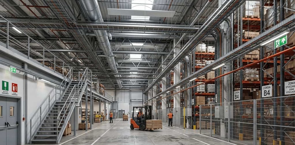 Modello BIM MEP Revit di un magazzino industriale da rilievo laser scanner