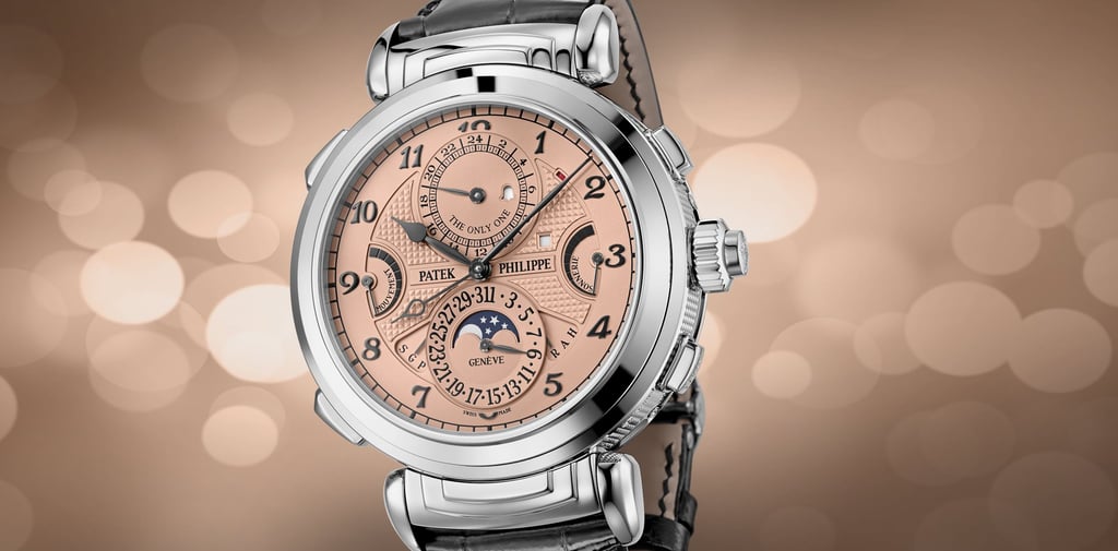 Patek Philippe Grandmaster Chime luxury watch with rose gold dial and intricate complications.