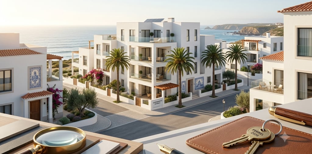Empreendimento residencial contemporâneo Peniche Ferrel — construção nova zona costeira 2026