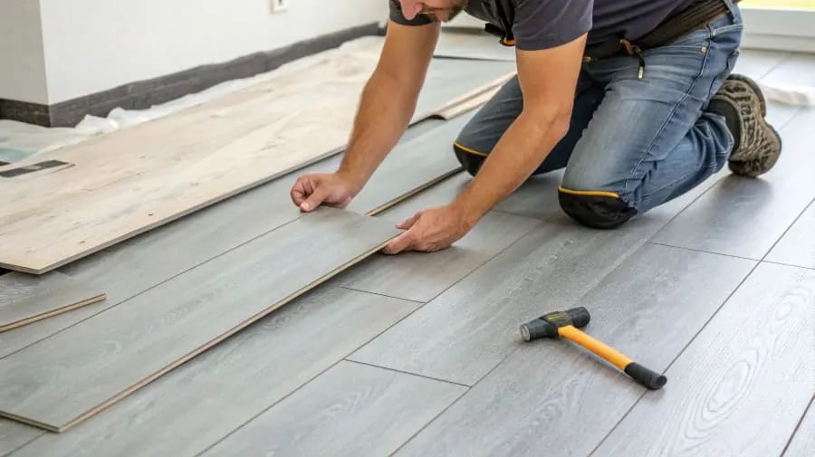 Pose de parquet dans une chambre