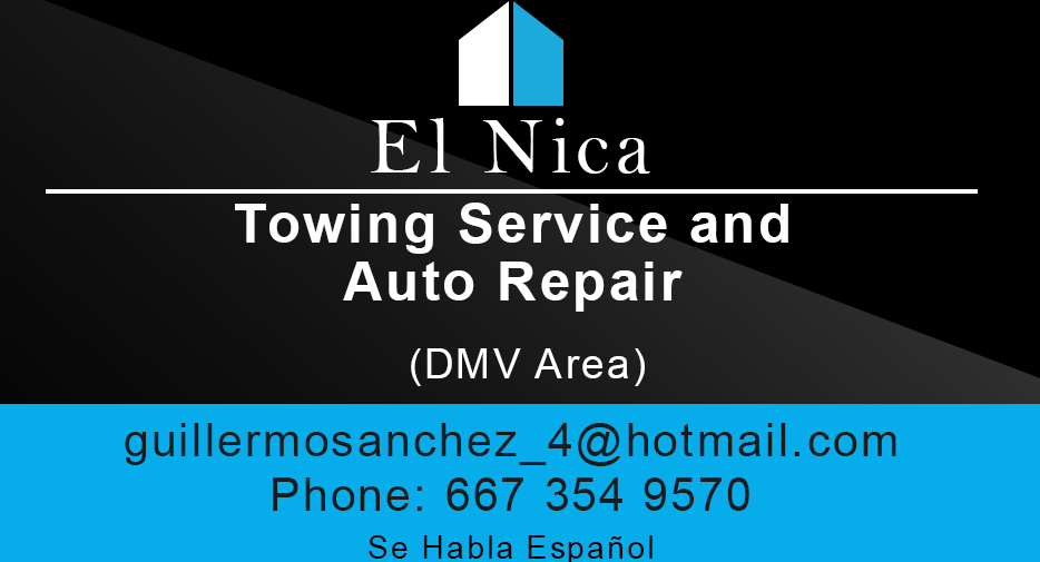 a business card for a towing service