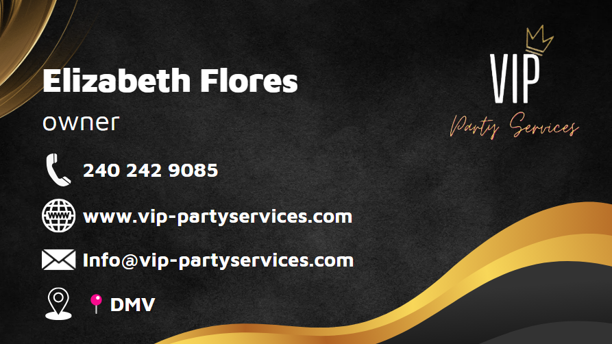 a business card with a gold and black business card