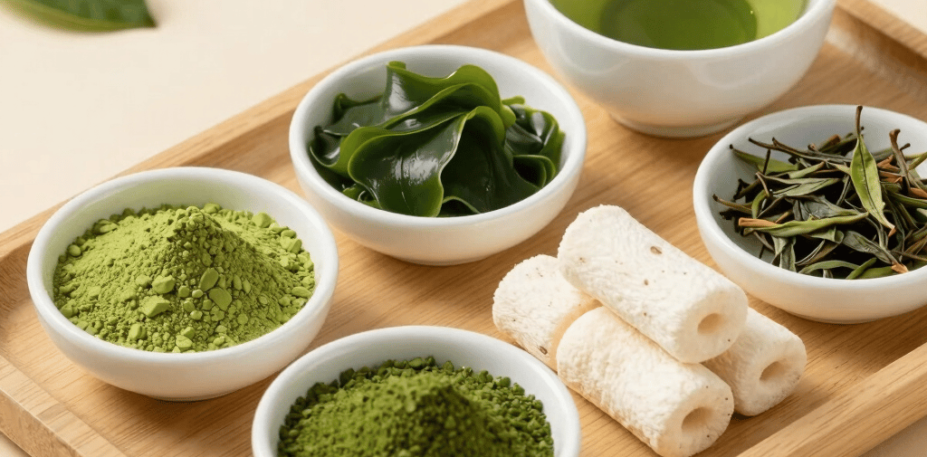 Matcha green tea weight loss ingredients showing Matcha Suri natural fat burning formula benefits