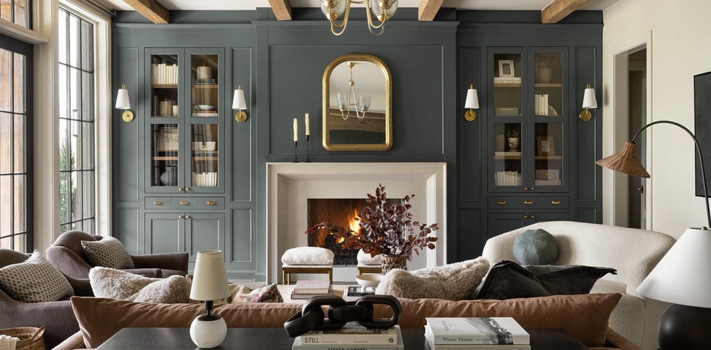 Cozy farmhouse living room with neutral sofa, wood coffee table, and layered textures