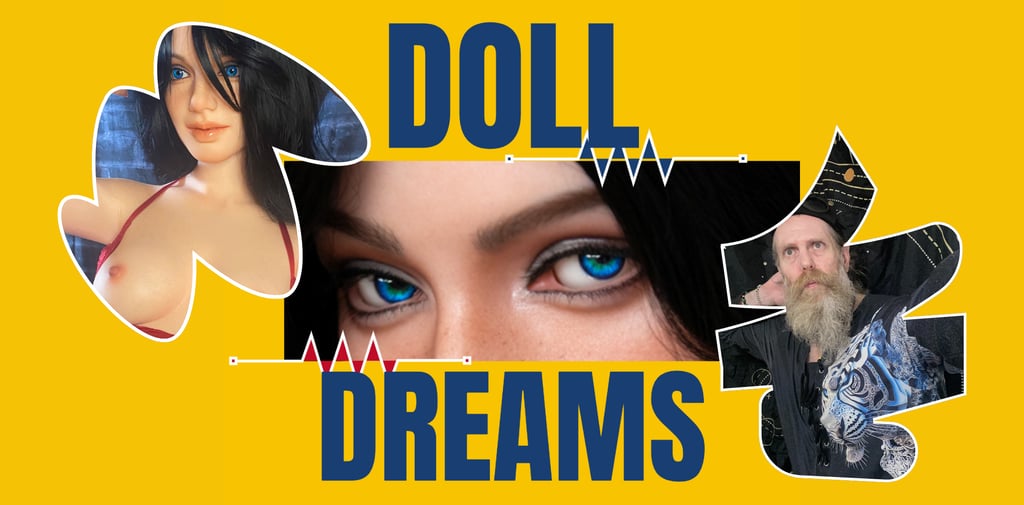 graphic element feature a sex doll and a beard man