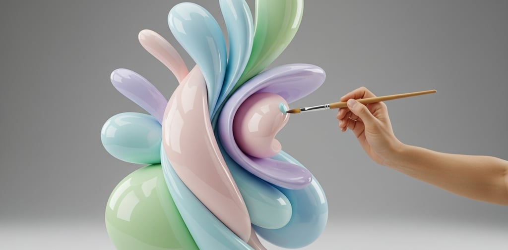 a person painting a colorfully colored sculpture