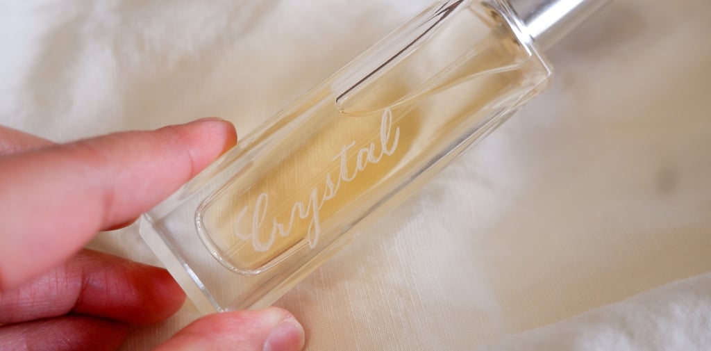 Hand engraved perfume bottle for a Jo Malone brand activation by NYC engraver Handwritten by Belle. 