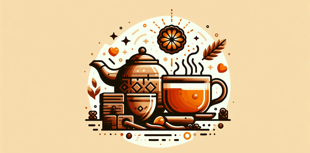 a teapot with a cup of tea and a teapot