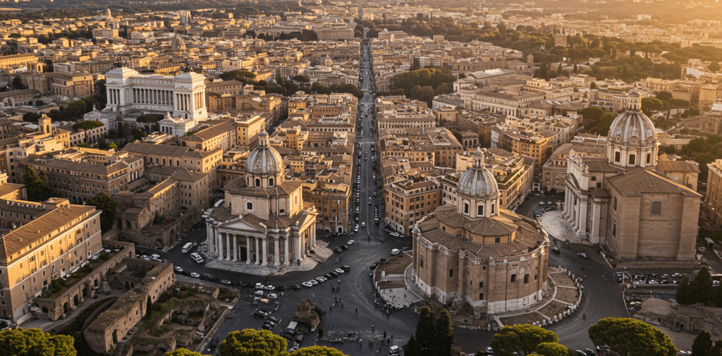 a cityscape of a city of Rome