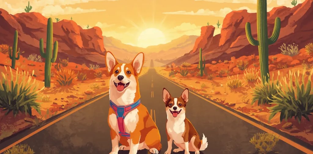 Two dogs ready for an RV road trip adventure in the Southwest — Horacio & Visconti