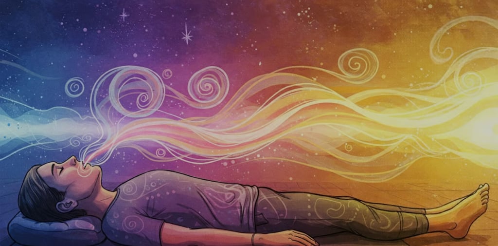 inimene lebab matil ja tegeleb vabastava hingamisega