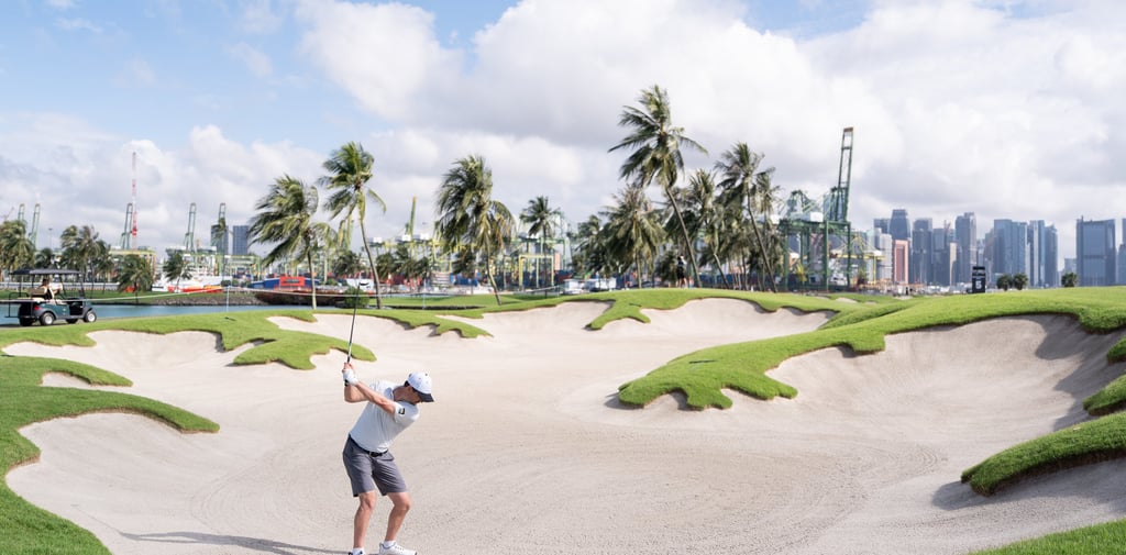 LIV Golf reserve player hits bunker shot at LIV Golf Singapore 2026 (Photo: LIV Golf)