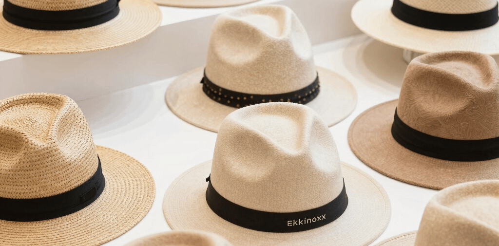 Étalage de chapeaux tendances 2026 Ekkinoxx : feutre, paille,, laine