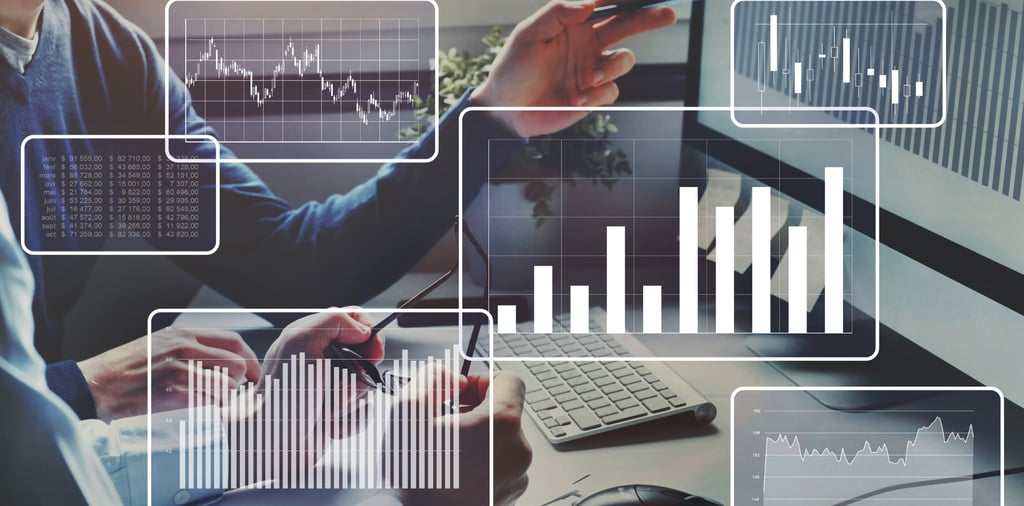 a businessman working  with data visualization charts