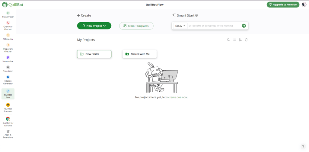 Quillbot : Citation Section: This tab enables you to create citations with a title, URL, or keywords