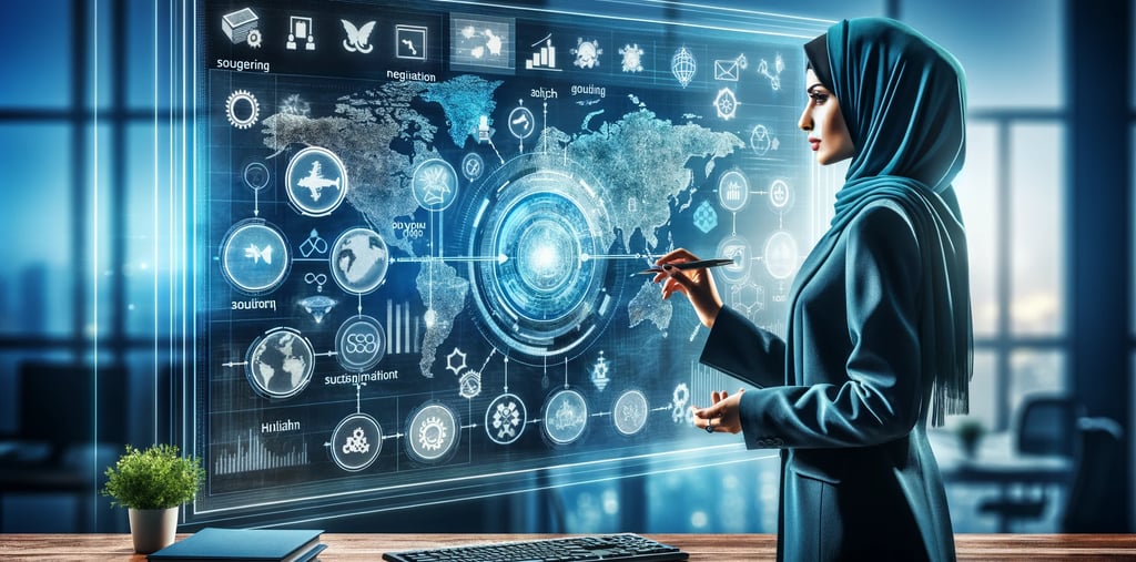 a woman in an office wearing a hijab