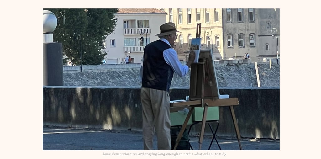 Artist painting what he sees in Arles, France