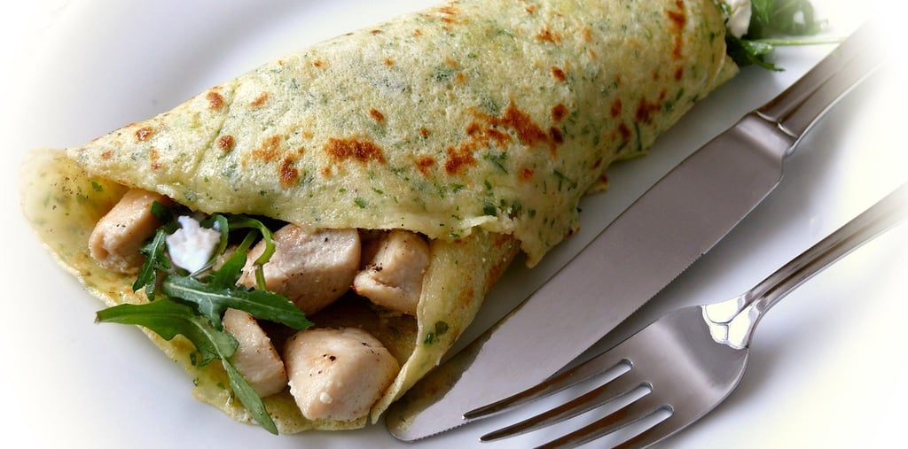 Panqueca - de - Frango - em - Cubos - com - Couve - Refogada