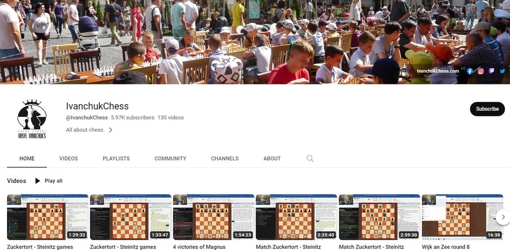 The great Vasyl Ivanchuk Youtube channel.