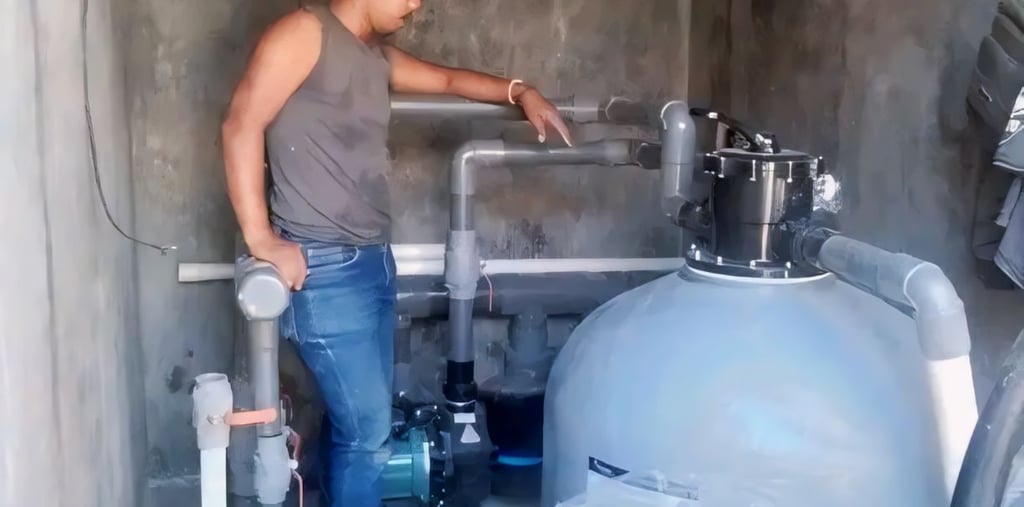 pengecekan filterasi kolam renang oleh dayanpool
