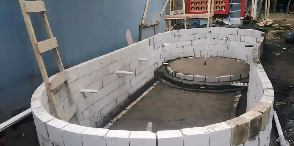 Kontraktor kolam renang profesional di Bekasi sedang mengerjakan pembuatan kolam renang