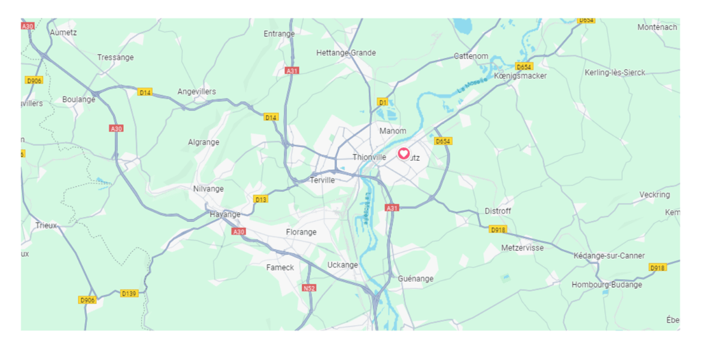 Carte de Thionvilles et villes alentours
