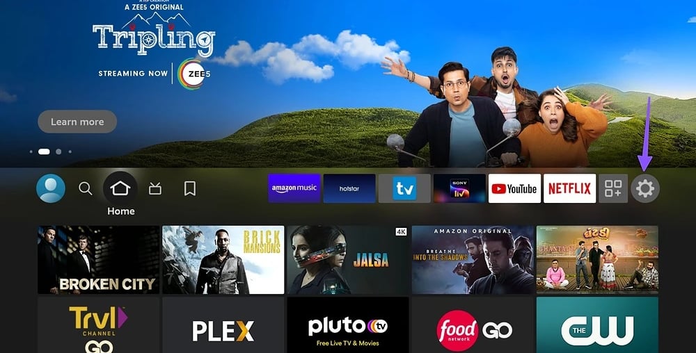 firetvstick TV screen displaying TV app interface