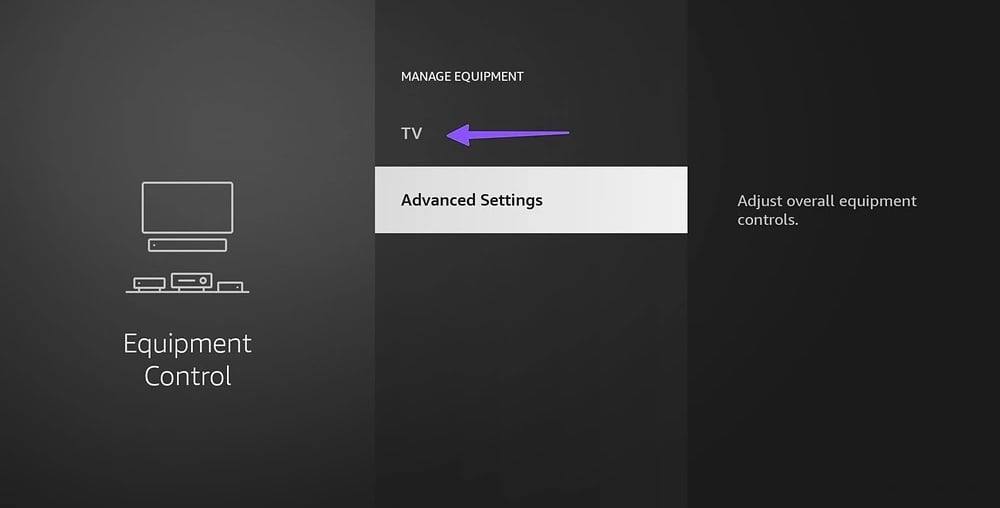 Amazon Fire TV Settings Menu with press tv Option Highlighted