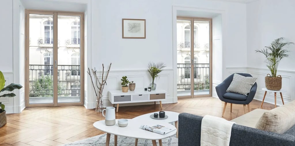Porte-fenêtre bois/aluminium dans un appartement moderne à Toulouse installée par LB Menuiserie