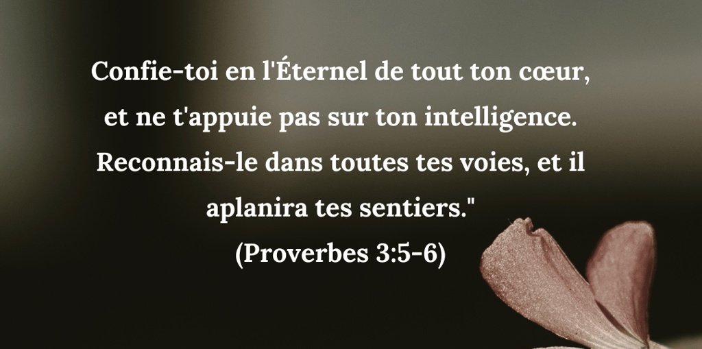 Une fleur avec un verset biblique