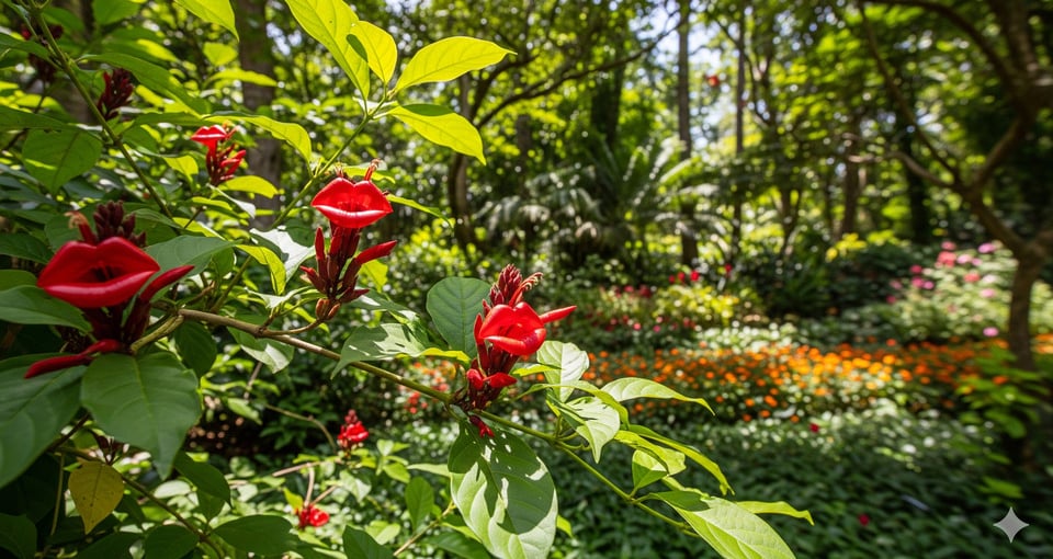 hookers lips flower in shining sun