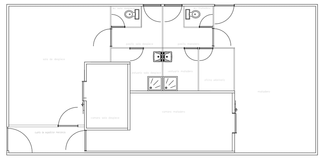 Plano de planta de matadero de explotación avícola