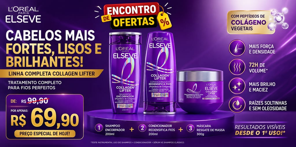 KIT ELSEVE COLÁGENO LIFTER SHAMPOO + COND + MÁSCARA
